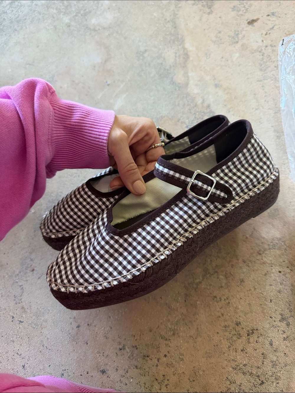 Maeve Mary Jane Espadrille Flats brown Gingham US 8.5 / EU 39